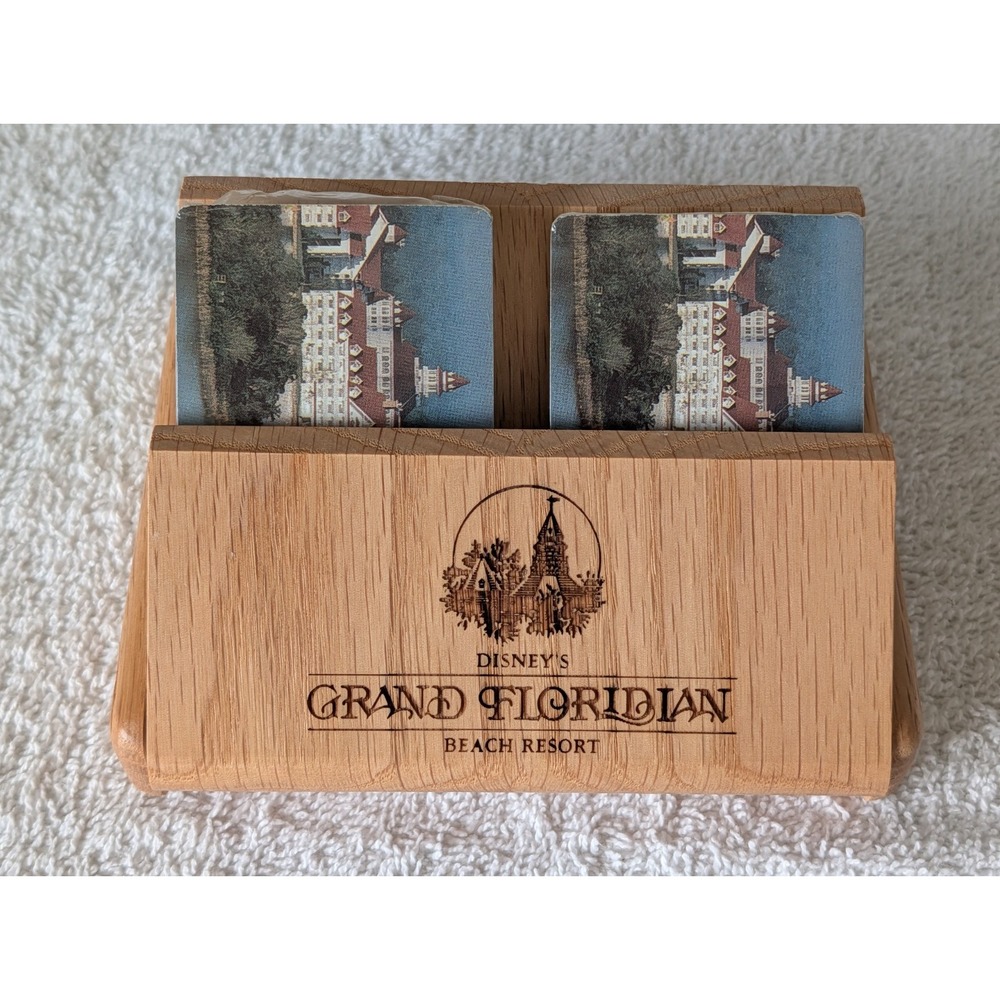 Vintage Rare Deck Playing Cards Disney Grand Floridian Wood Holder Collector